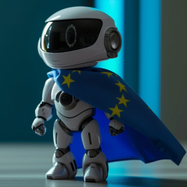 Roboter mit Europaflagge