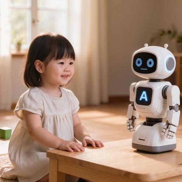 Kleines Kind mit Roboter